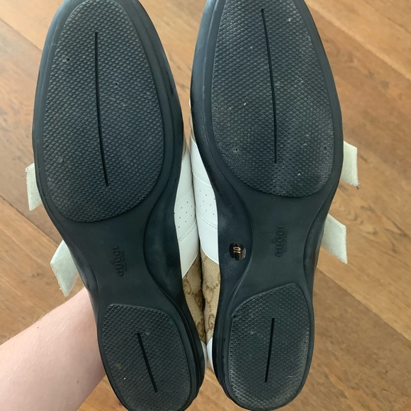 Gucci White-Beige GG Canvas and Leather Velcro Sneakers - Picture 4 of 5